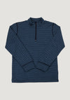 Bluză cu fermoar lână merinos - Mini Stripe Blue