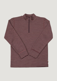 Bluză cu fermoar lână merinos - Mini Stripe Rose