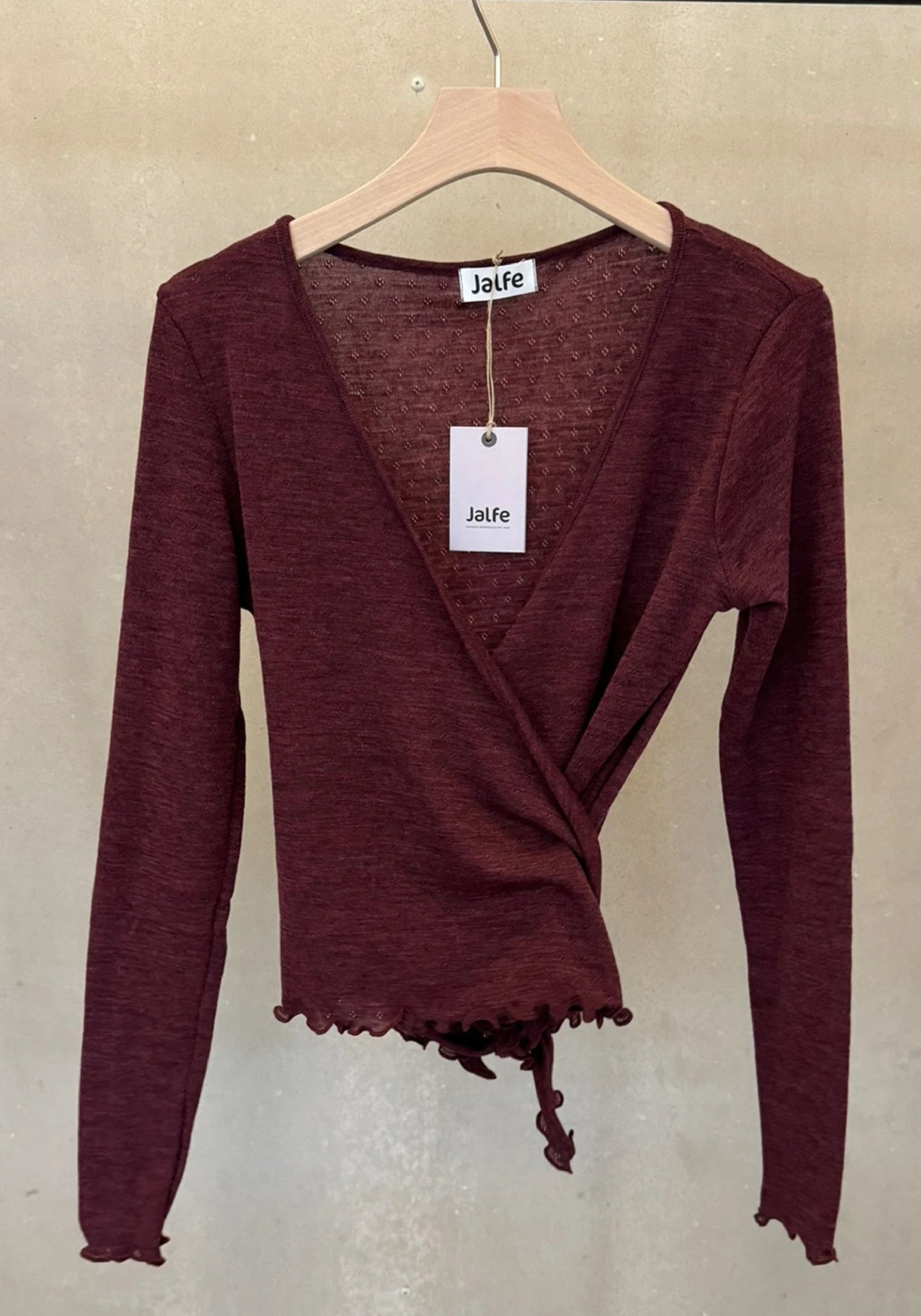 Bluză din lână merinos - Plum Melange