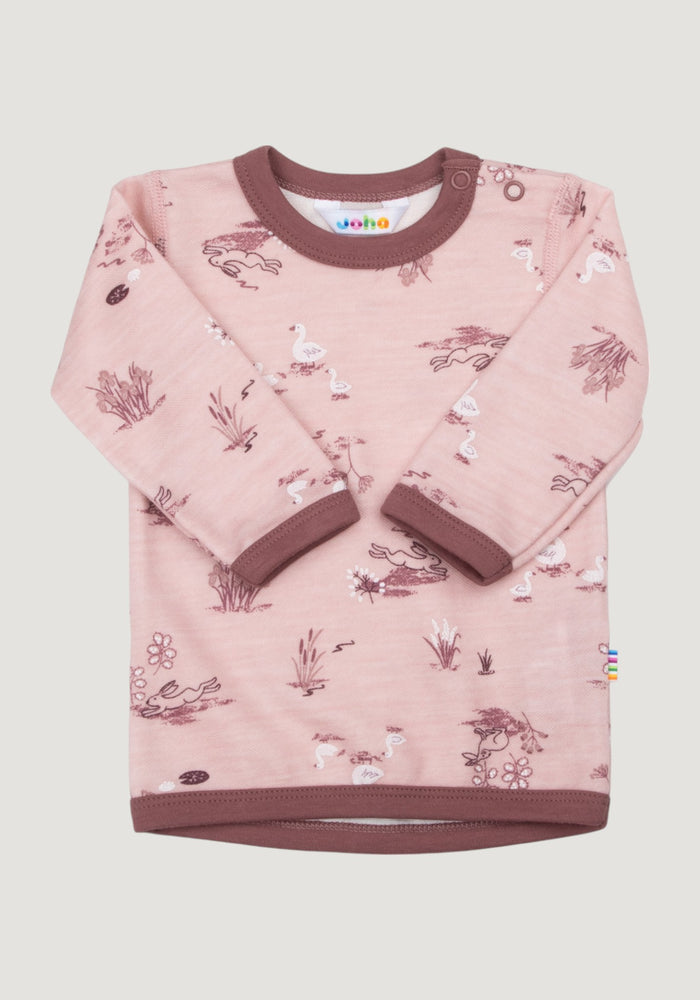 Bluză din lână merinos și bambus - Goose Light Pink
