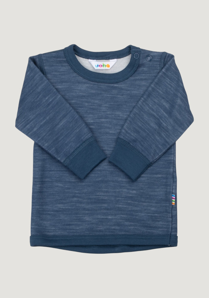 Bluză din lână merinos și bambus - Propeller Dark Denim