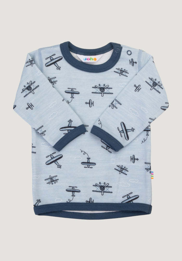 Bluză din lână merinos și bambus - Propeller Light Blue