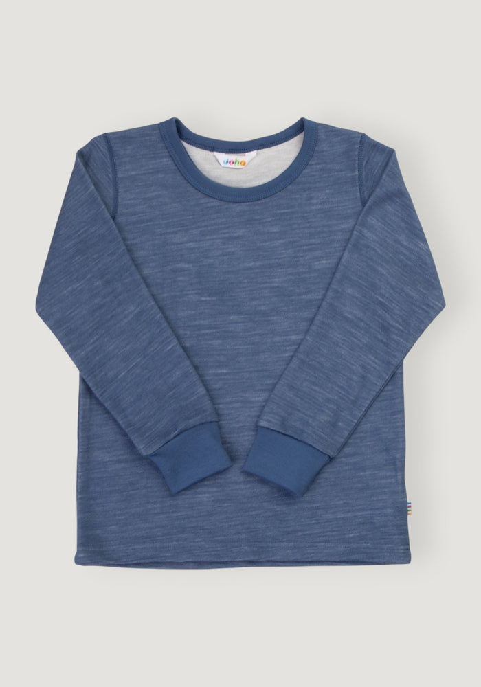 Bluză din lână merinos și bambus - Solid Blue