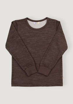 Bluză din lână merinos și bambus - Solid Brown