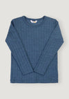 Bluză din lână merinos și mătase - Basic Blue Melange