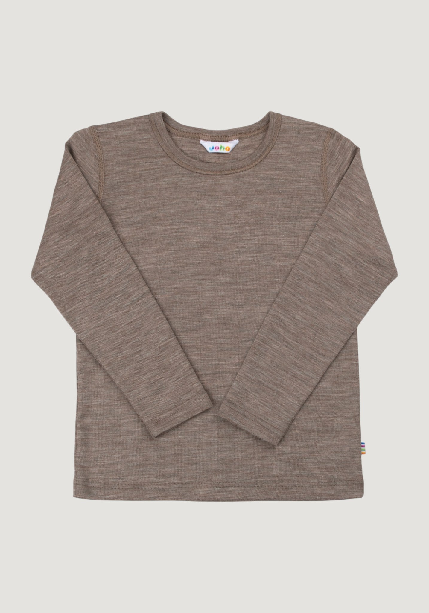 Bluză din lână merinos și mătase - Beige Melange