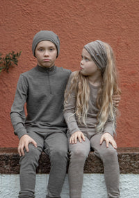 Colanți brushed din lână merinos - Rib Warm Brown