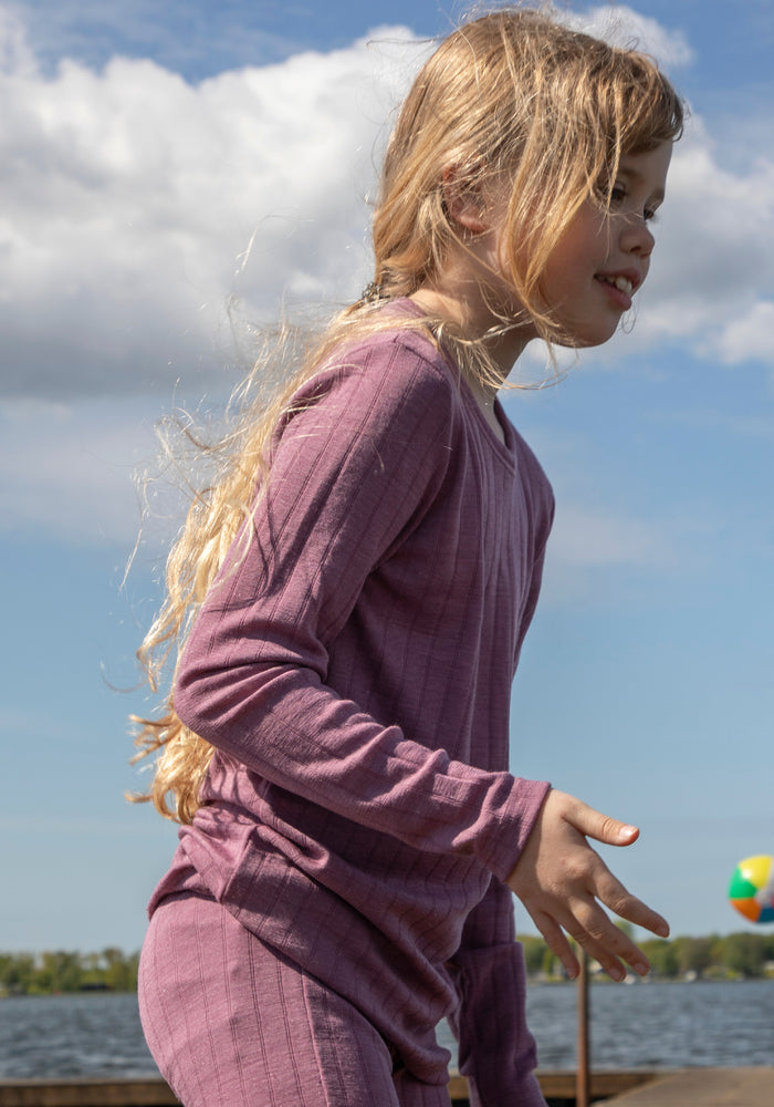 Bluză din lână merinos și mătase - Heather