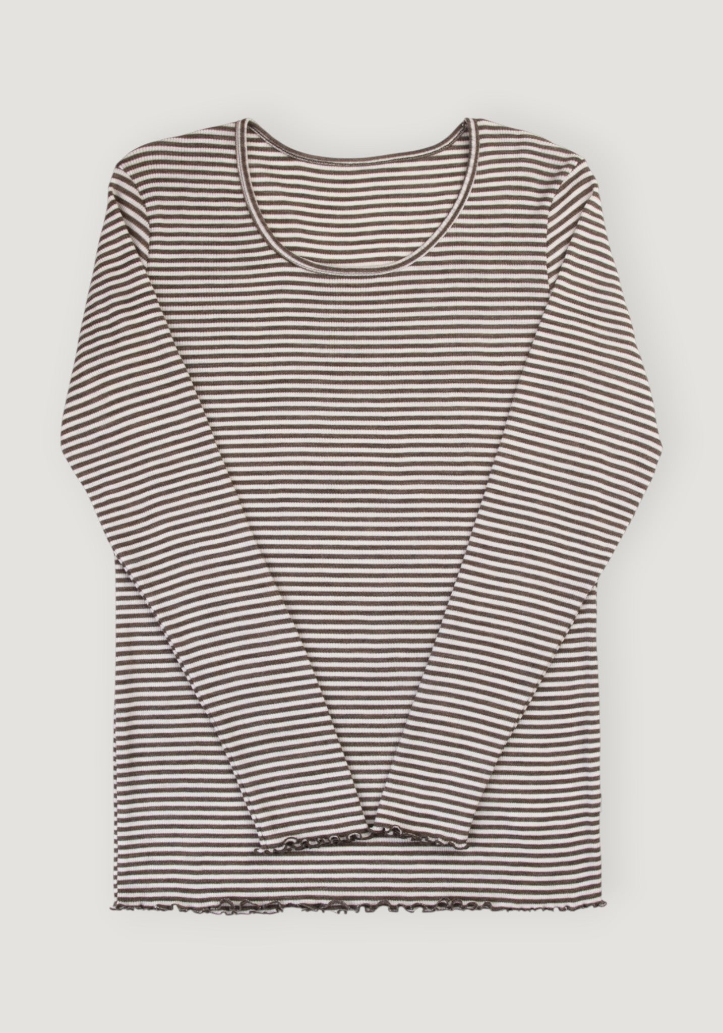 Bluză din lână merinos și mătase - Stripe Brown