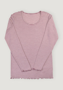 Bluză din lână merinos și mătase - Stripe Heather