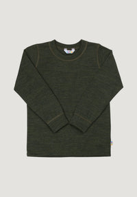 Bluză lână merinos - Single Wool Melange Moss Green