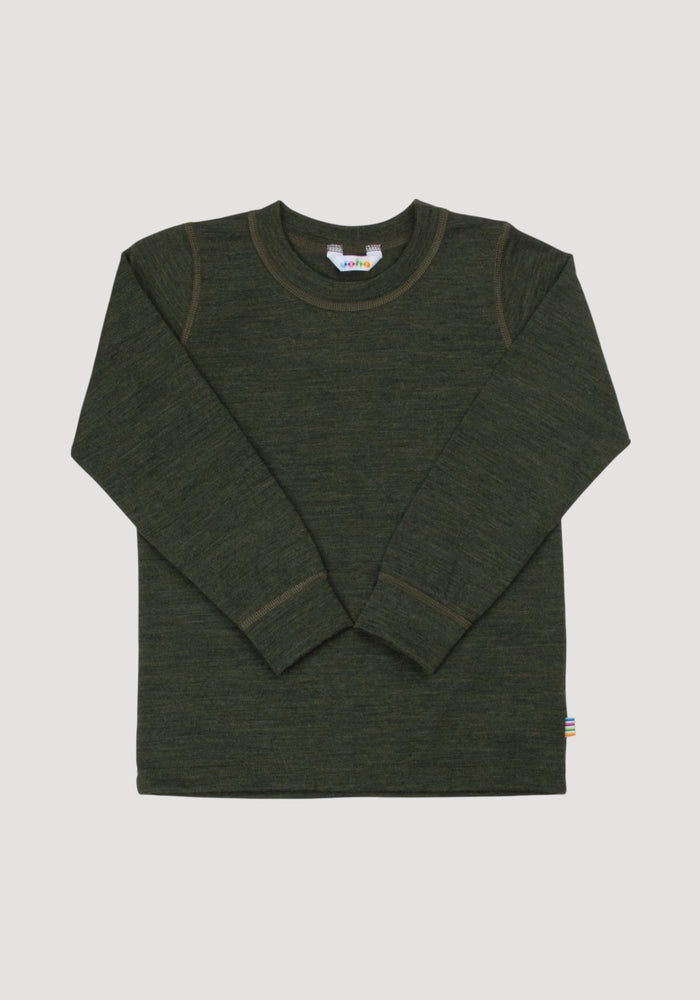 Bluză lână merinos - Single Wool Melange Moss Green