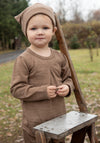 Bluză lână merinos - Single Wool Melange Warm Brown