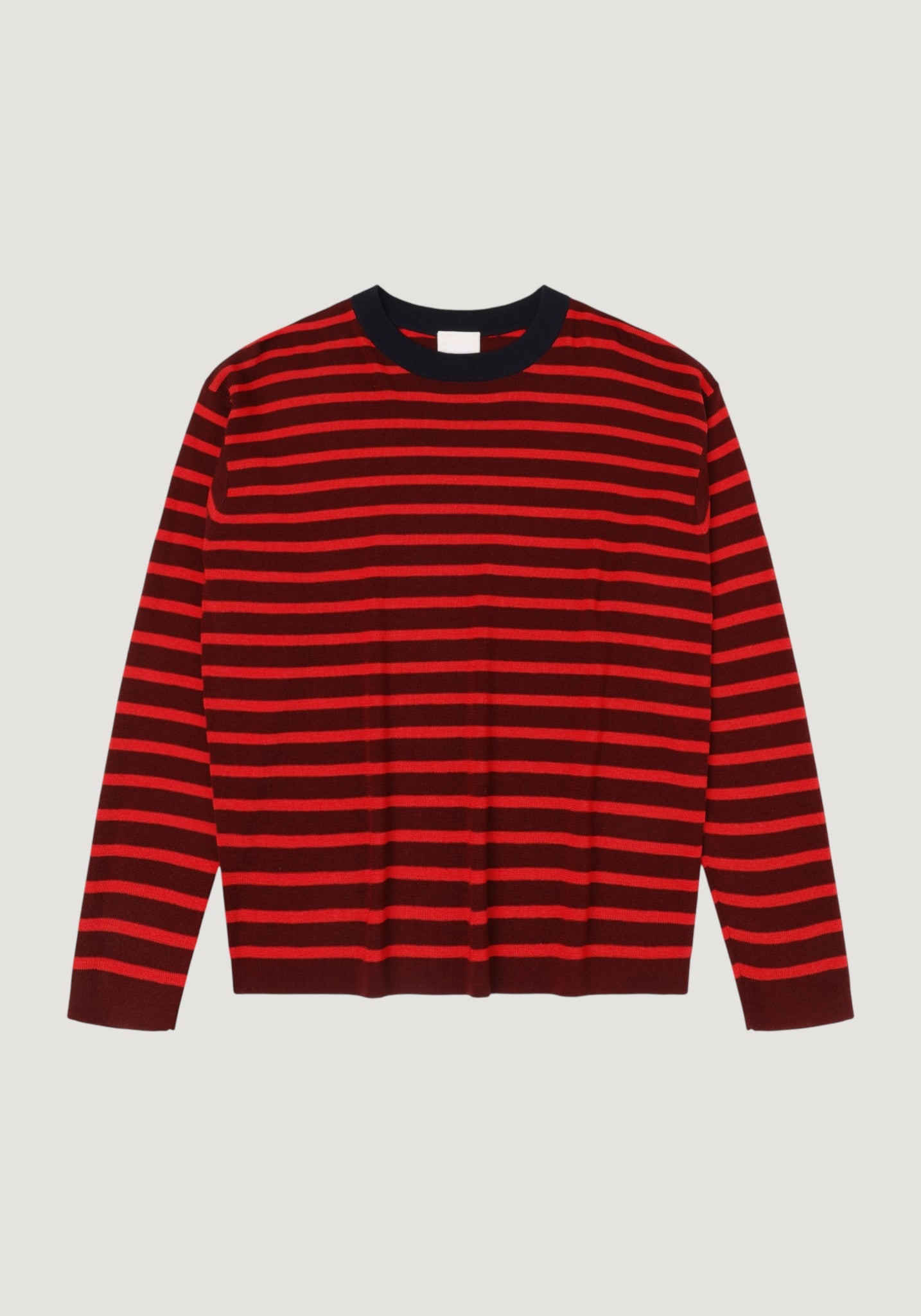 Bluză din lână merinos - Stripe Cranberry/Signal Red