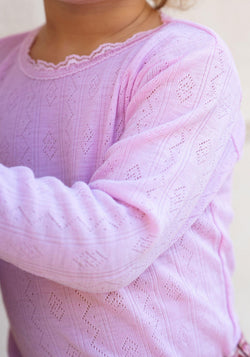Bluză Eyelet din lână merinos și mătase - Basic Pink