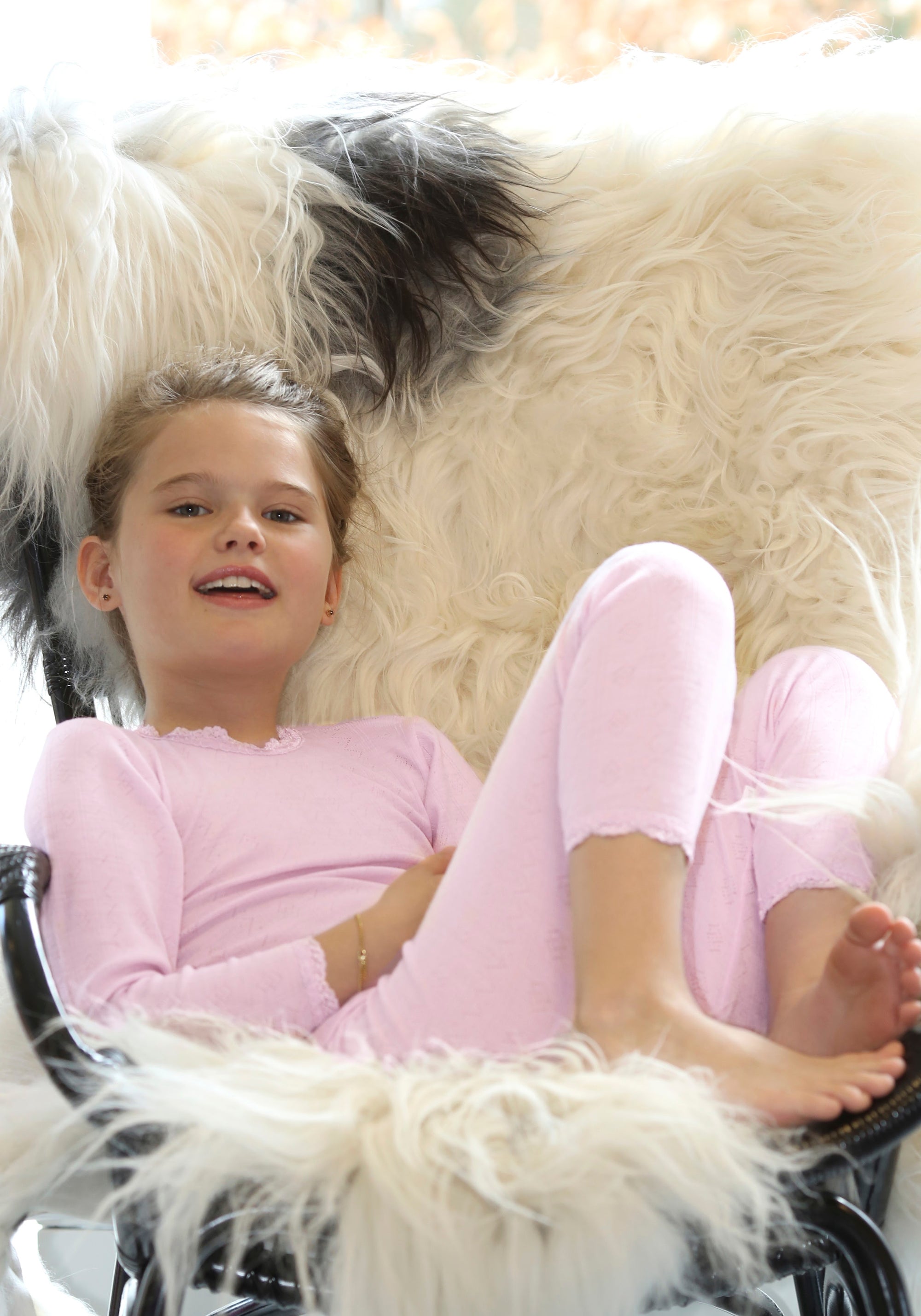 Bluză Eyelet din lână merinos si mătase - Basic Pink