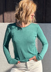 Bluză Eyelet din lână merinos - Vigdis Emerald Melange