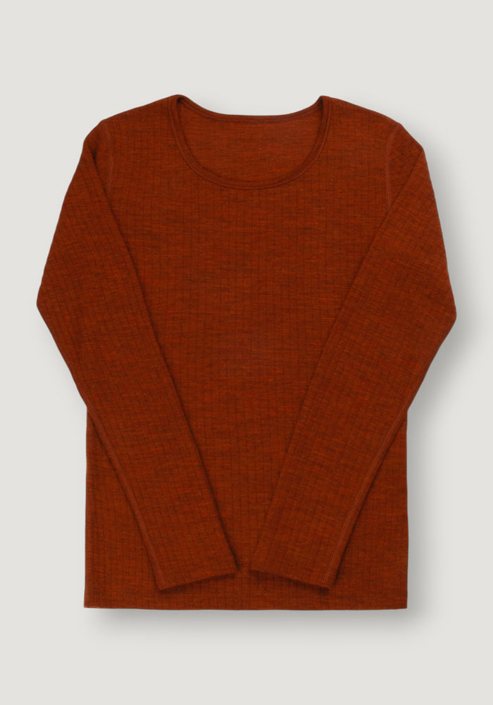 Bluză femei din lână merinos - Basic Russet XS
