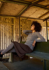 Bluză femei din lână merinos - Brown Stripe Jalfe HipHip.ro