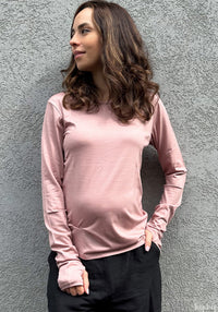 Bluză femei din lână merinos super fină - Ever Long Dusty Rose Smalls HipHip.ro