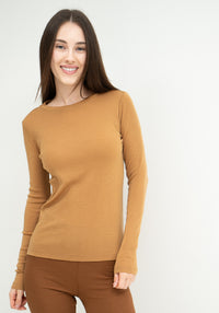 Bluză femei seamless din lână merinos - Victory Golden Wheat