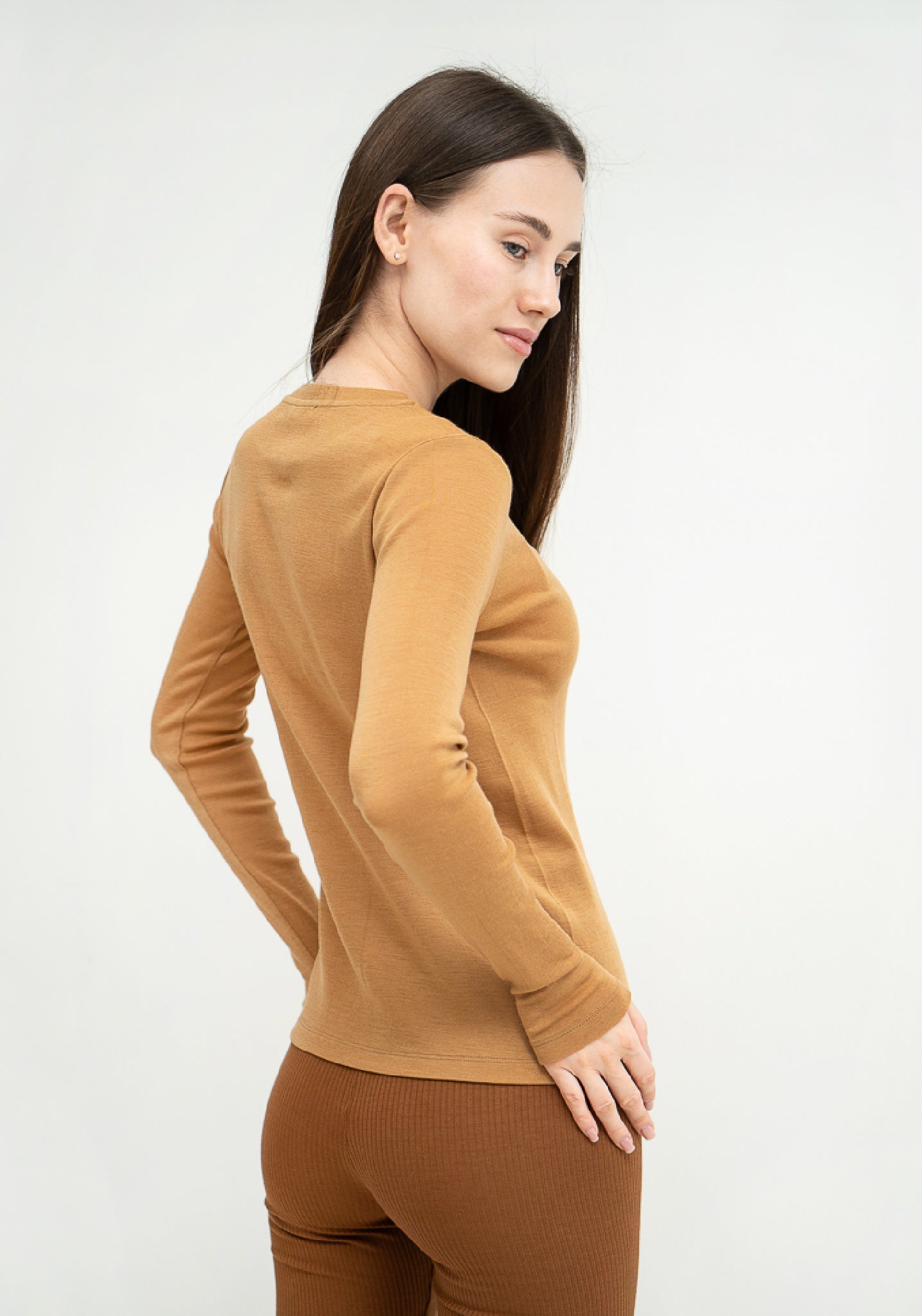 Bluză femei seamless din lână merinos - Victory Golden Wheat