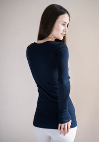 Bluză femei seamless din mătase - Gerda Dark Blue S