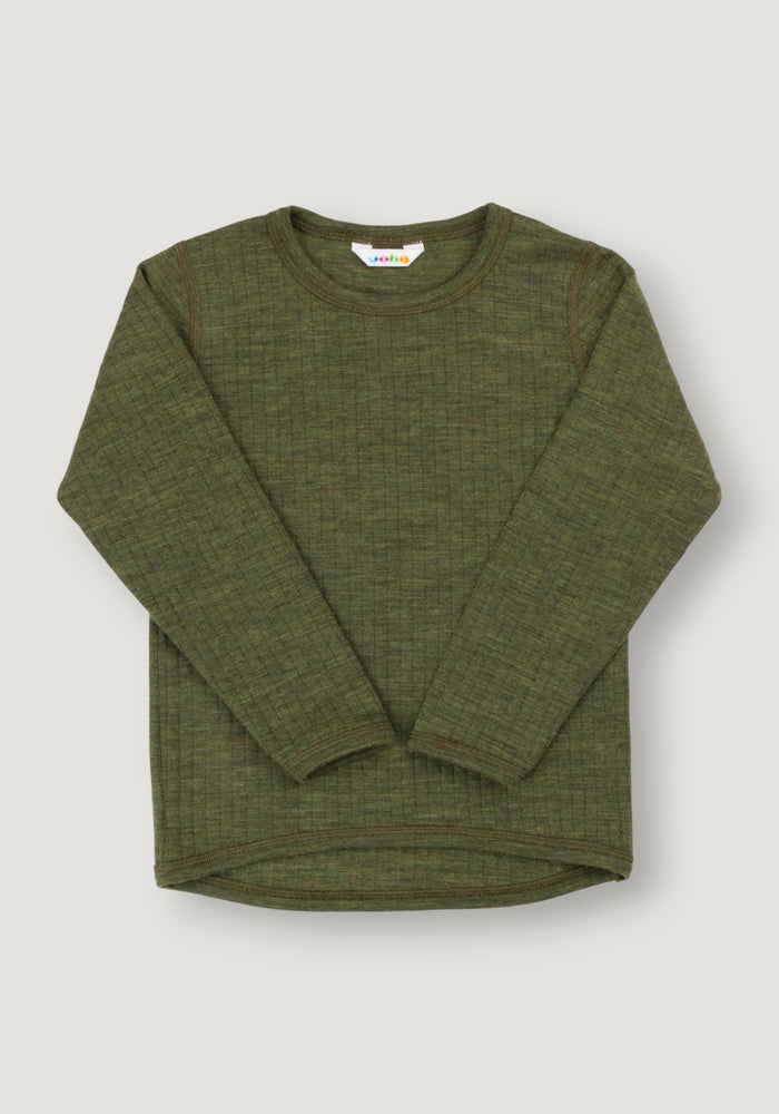 Bluză lână merinos - Basic Dark Olive 80