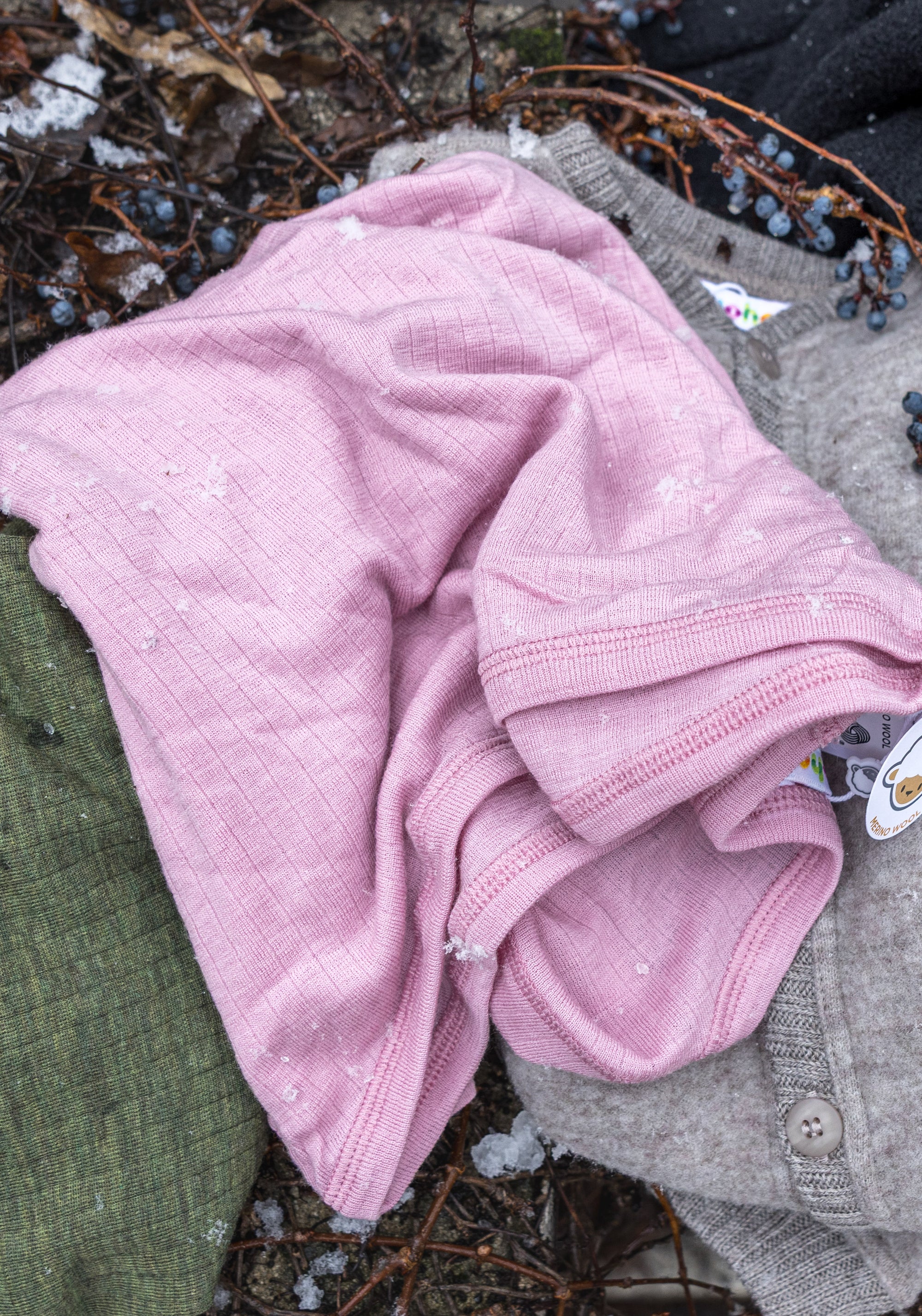 Bluză lână merinos - Basic Old Rose