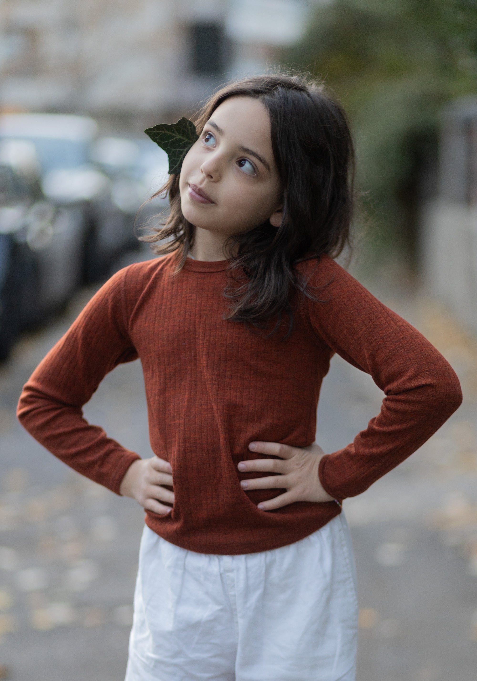 Bluză lână merinos - Basic Russet