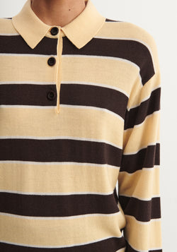 Bluză lână merinos - Fine knit Wheat/Mocca