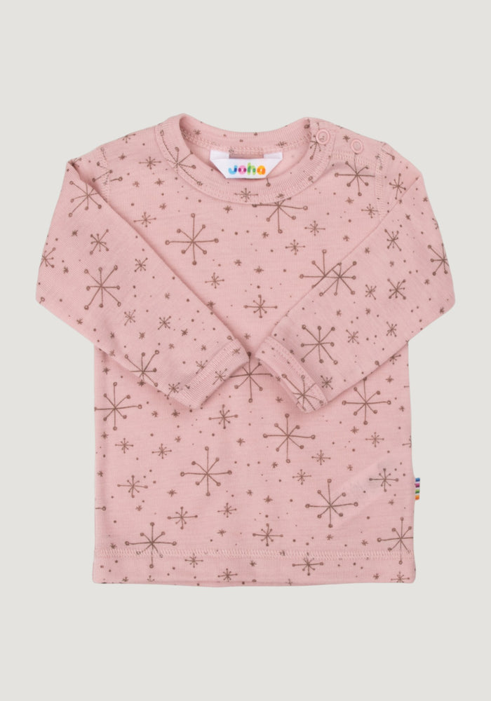 Bluză lână merinos - Handdrawn Snowflake Rosa