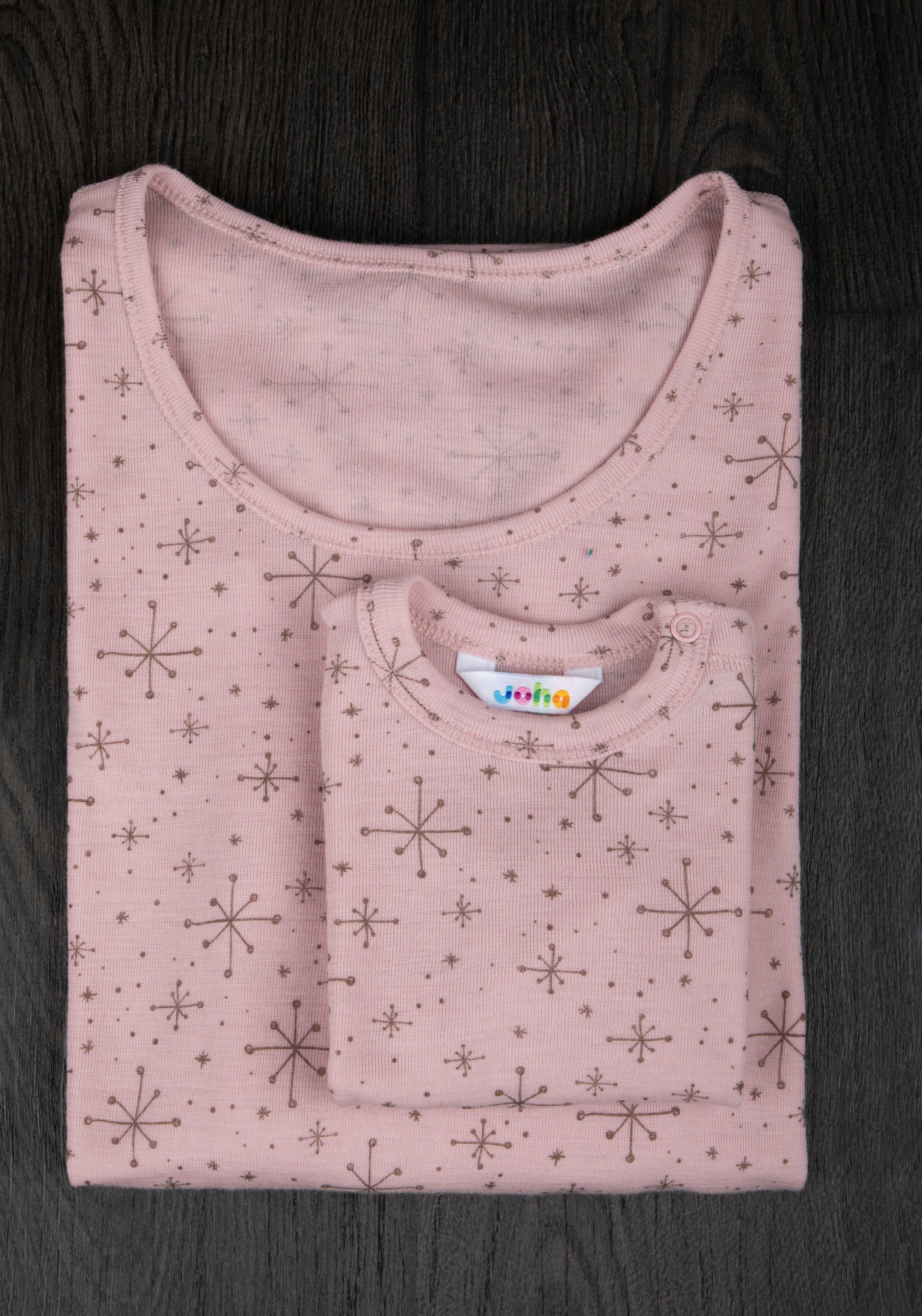 Bluză lână merinos - Handdrawn Snowflake Rosa