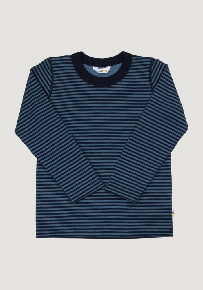 Bluză lână merinos - Mini Stripe Blue
