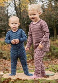 Body lână merinos - Mini Stripe Rose