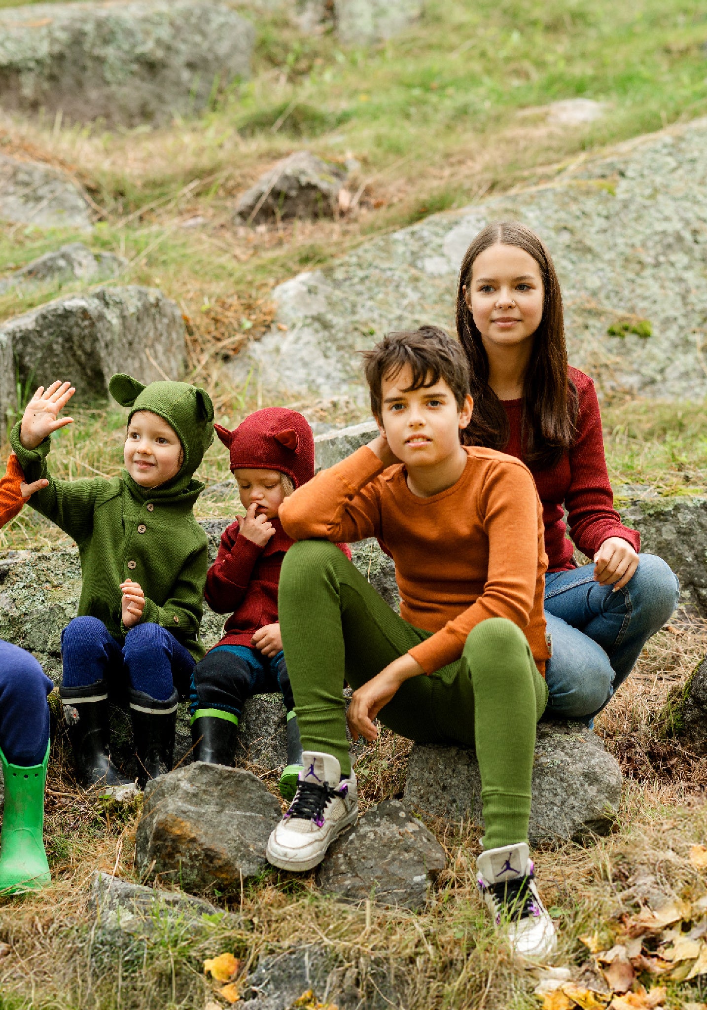 Cagulă lână merinos - Teddy Bear Garden Moss Green