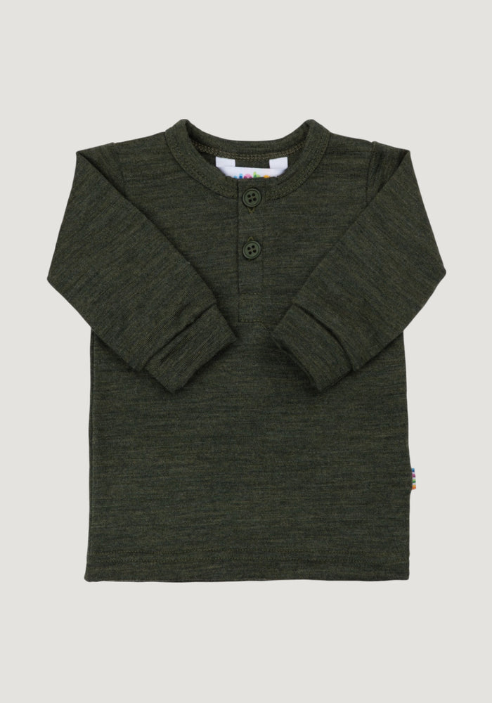 Bluză lână merinos - Single Wool Melange Moss Green