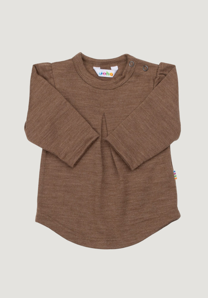 Bluză lână merinos - Single Wool Melange Warm Brown