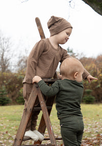 Bluză lână merinos - Single Wool Melange Warm Brown