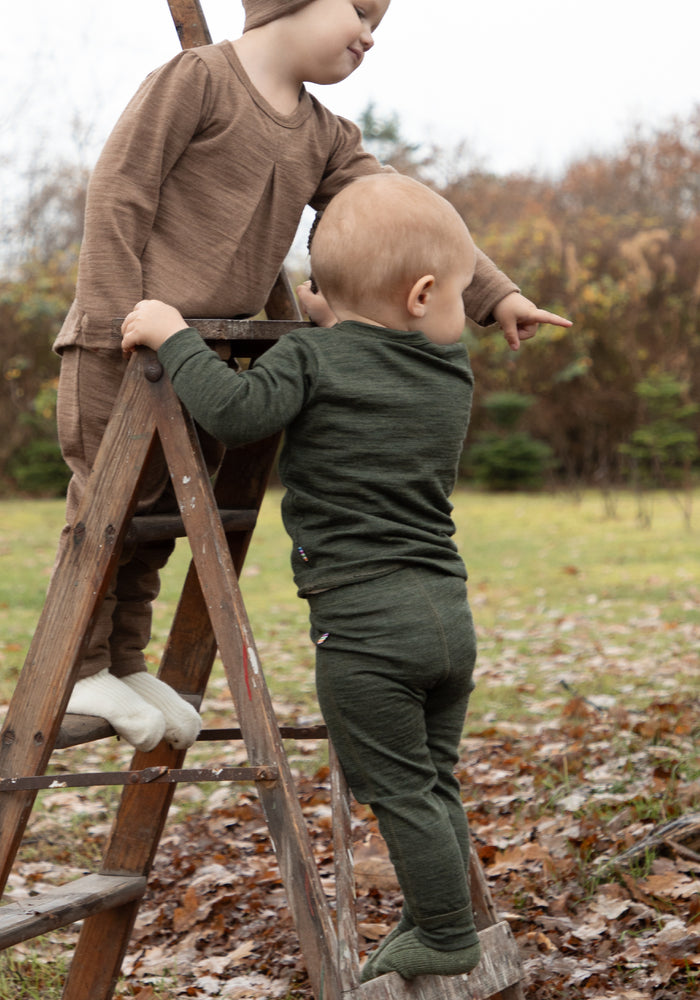 Bluză lână merinos - Single Wool Melange Warm Brown