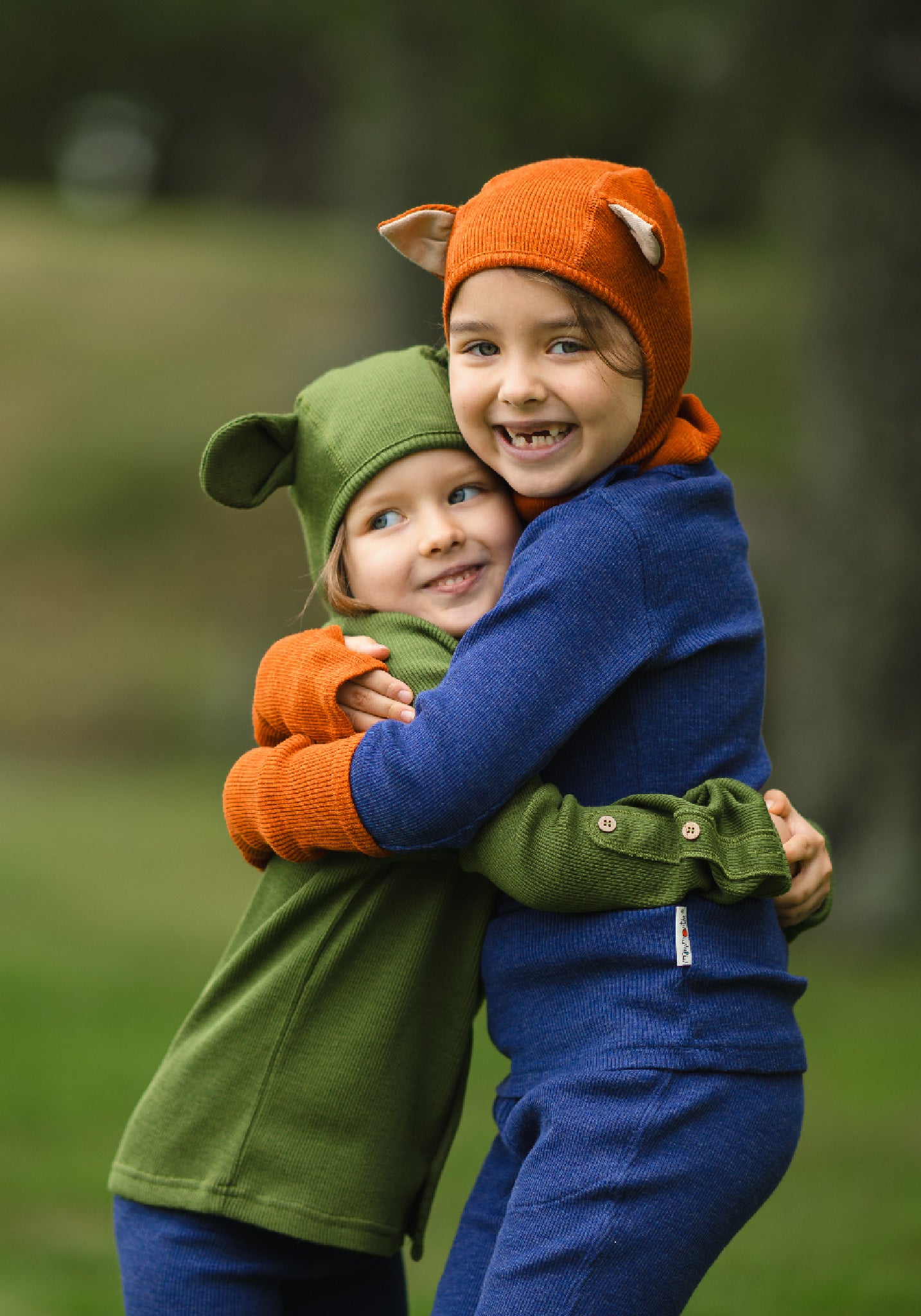 Cagulă lână merinos - Teddy Bear Garden Moss Green