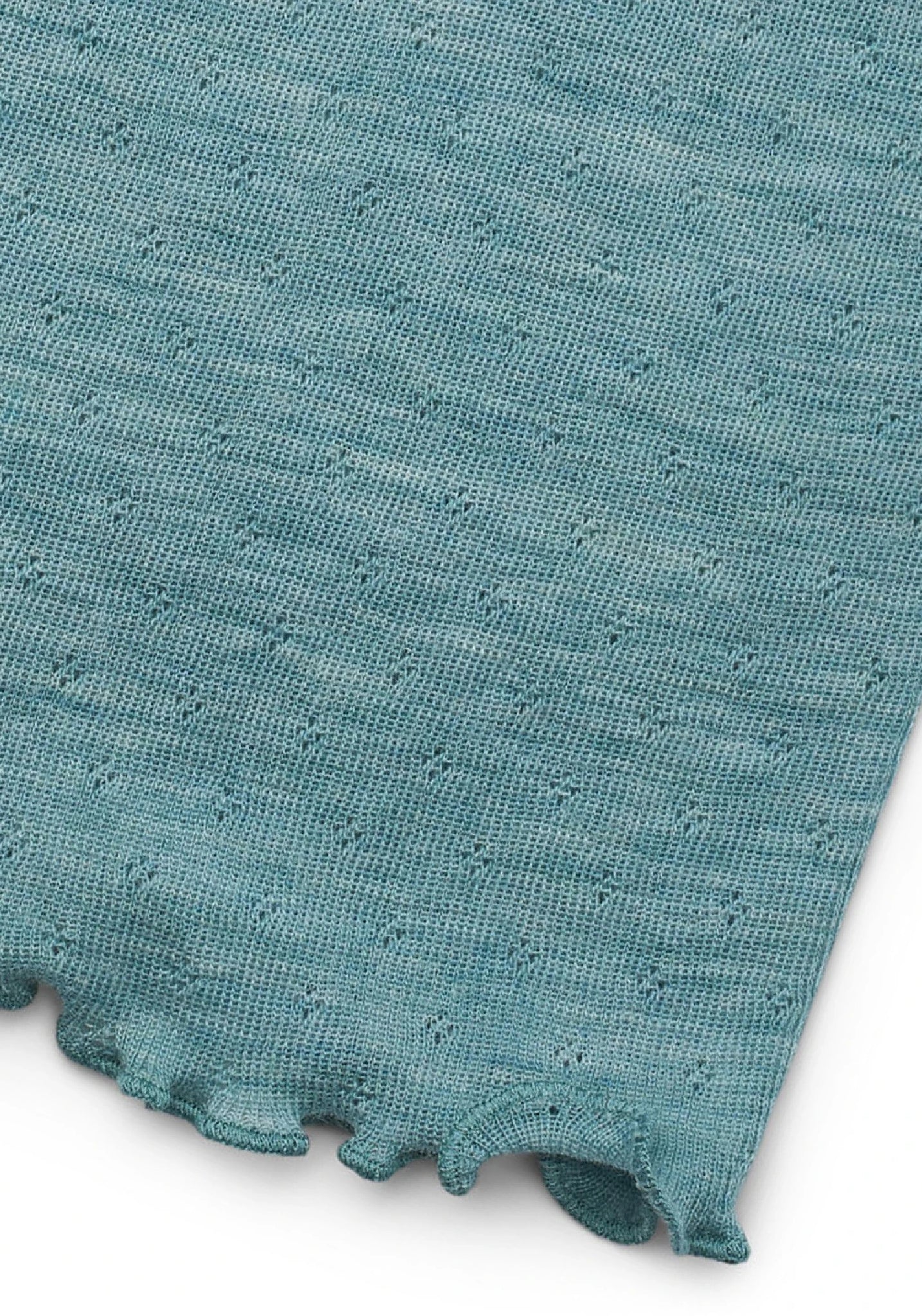 Bluză petrecută din lână merinos - Iris Aqua Melange