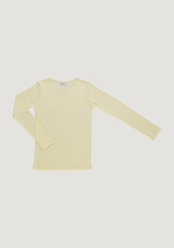Bluză pointelle rib femei din bumbac - Eglantine Pastel Yellow