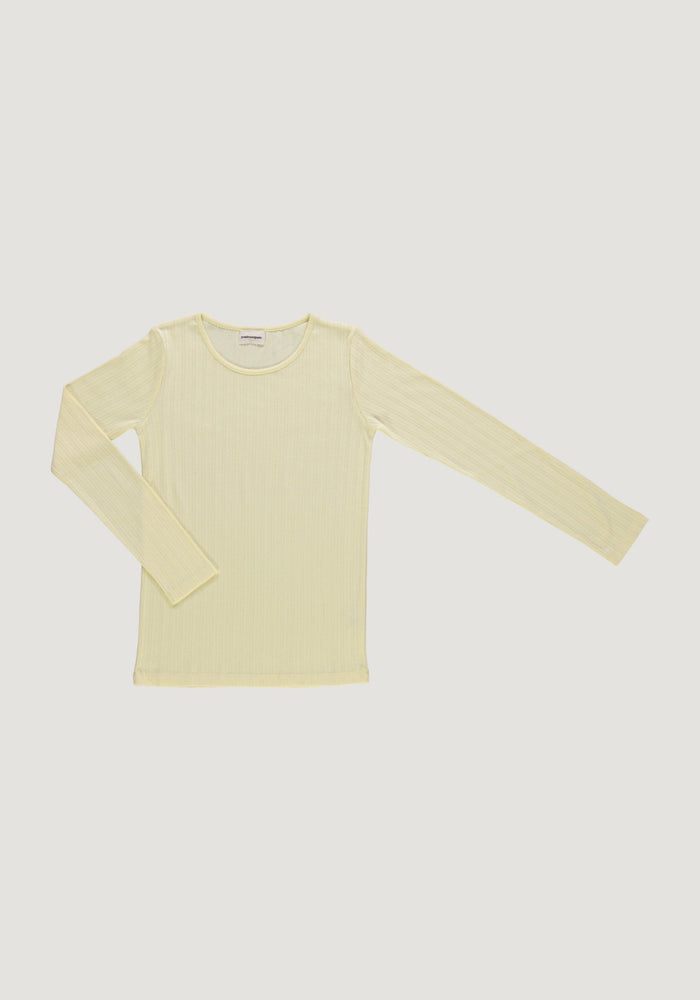 Bluză pointelle rib femei din bumbac - Eglantine Pastel Yellow