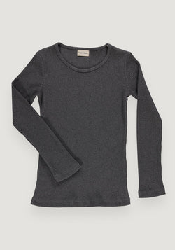 Bluză rib femei din bumbac - Eglantine Anthracite S