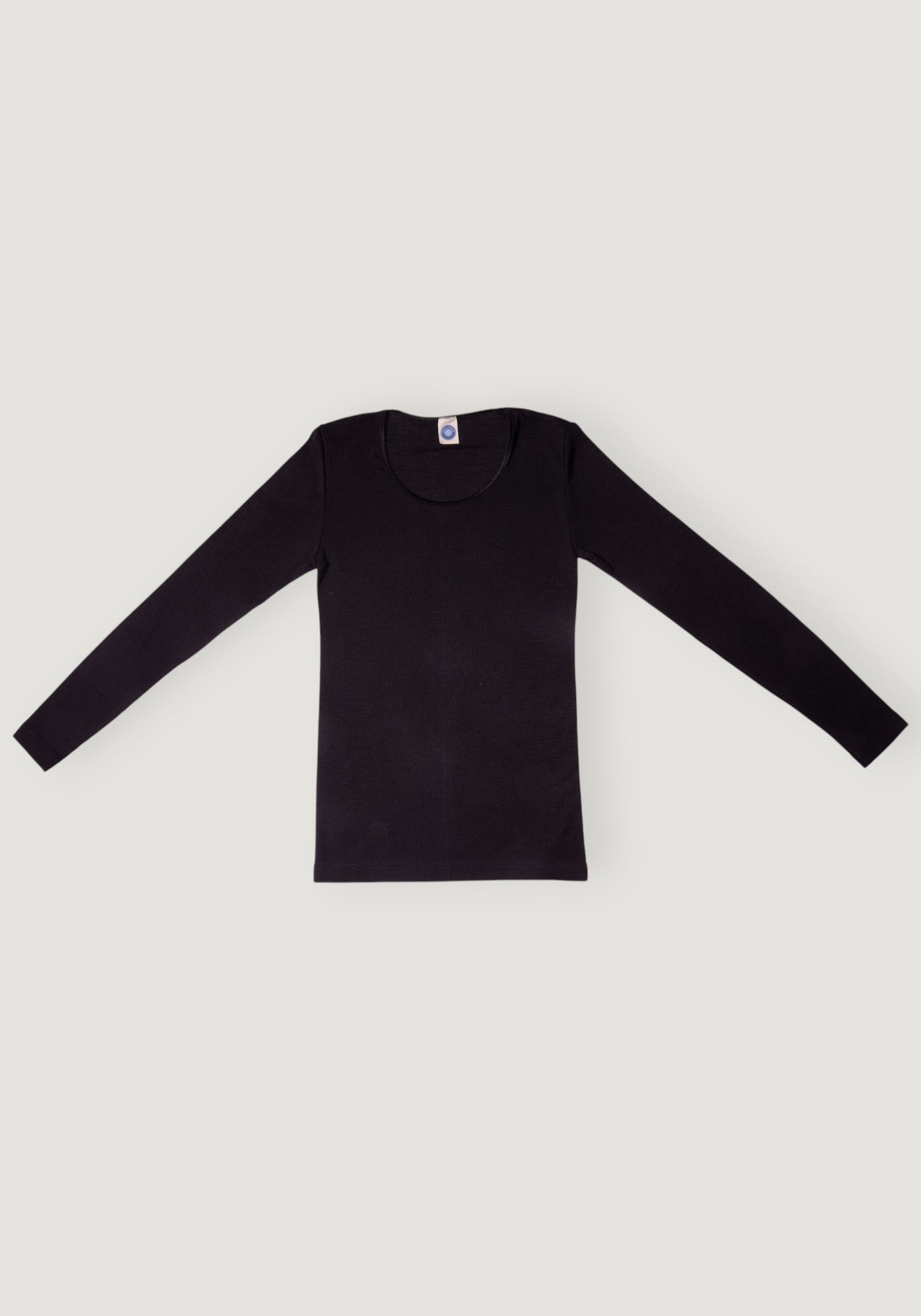 Bluză seamless din lână merinos și mătase - Black