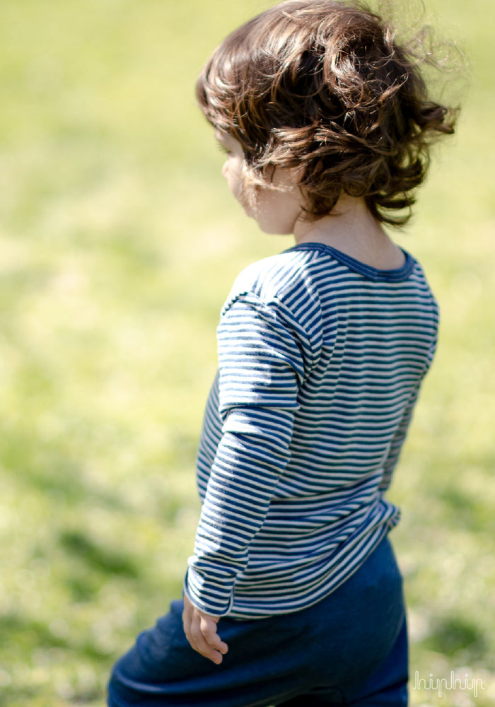 Bluză seamless din lână merinos și mătase - Marine Stripes Cosilana HipHip.ro