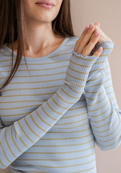 Bluză seamless din mătase - Gerda Frill Clear Olive Stripes