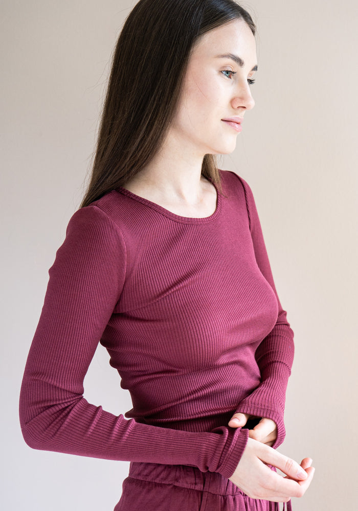 Bluză seamless din mătase - Gerda Pomegranate