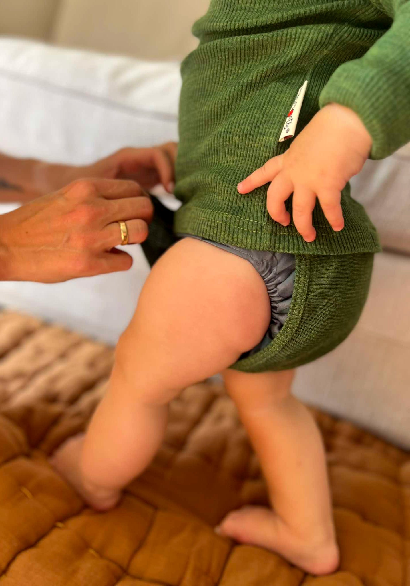 Body/Bluză (2 în 1) din lână merinos - Garden Moss Green